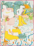 Figures in a Landscape by Larry Connatser, Oil and marker on paper, sold Jun 2026