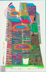 Good Morning City - Bleeding Town by Friedensreich Hundertwasser, 1969, Screenprint in Colors, sold Jun 2026