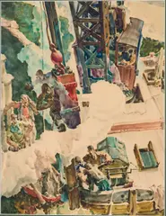 Construction Scene by Walt S. Louderback, Watercolor, sold Jun 2026