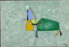 (Vietnamese, b. 1962), Figure with Bull by Lê Thiết Cương, 1996, Gouache on Fabric, sold Jun 2026