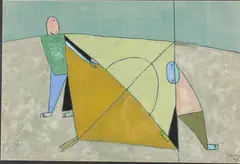 (Vietnamese, b. 1962), 2 Figures with Kite by Lê Thiết Cương, 1997, Gouache on Fabric, sold Jun 2026