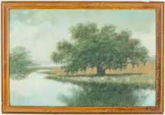 Oak Tree and Marsh by Alexander John Drysdale, Oil wash, sold Jun 2026