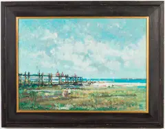 At the Pier by Donald Purdy, Oil on Board, sold Jun 2026