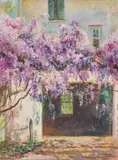 House with Wisteria by Hattie Saussy, 1960, Oil on Board, sold Jun 2026