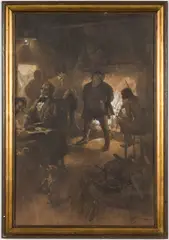 Tavern Scene by André Castaigne, 1906, Charcoal on Paper, offered Jun 2026