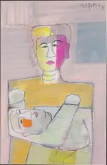 Mother and Child by Thanh Chuong, 1996, Gouache on Paper, sold Jun 2026