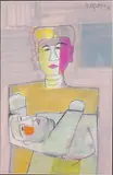 Mother and Child by Thanh Chuong, 1996, Gouache on Paper, sold Jun 2026