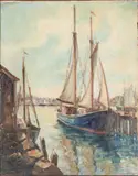Ships in Harbor by Arthur Norman Davis, Oil on Canvas, sold Jun 2026