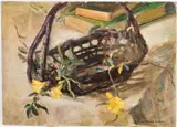 Still life with Basket and Flowers by Christopher Murphy Jr., Oil on Canvasboard, sold Jun 2026