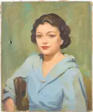 Portrait of a Woman in Blue by Christopher Murphy Jr., Oil on Canvas, sold Jun 2026