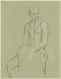Seated Male Nude by Paul Goadby Stone, 1962, Pencil and Wash on Paper, sold Feb 2026
