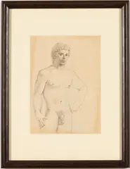 Standing Male Nude by Paul Goadby Stone, Pencil Study, sold Feb 2026