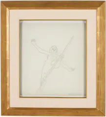 Woman on a Tightrope by Alan Saret, Pencil on Tracing Paper, sold Feb 2026