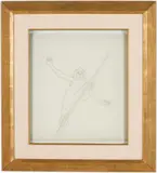 Woman on a Tightrope by Alan Saret, Pencil on Tracing Paper, sold Feb 2026