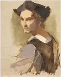 Portrait After Andrea Del Sarto by Mary Hartman, Oil on Board, sold Feb 2026