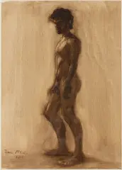 Standing Male Nude by Isaac McCaslin, 2014, Oil on Canvas Board, sold Feb 2026