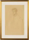 Portrait of a Man Writing by Fred Pulver, 1966, Pencil and Watercolor on Paper, sold Feb 2026