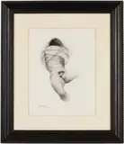 Reclining Male Nude by R. Mouroy, 1983, Pencil on Paper, sold Feb 2026