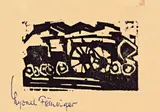 Kleine Lokomotive by Lyonel Feininger, 1919, Holzschnitt auf gelblichem Papier, sold Nov 2011
