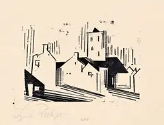Strasse by Lyonel Feininger, 1920, Holzschnitt auf dünnem Japanbütten, sold Nov 2011
