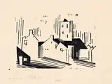 Strasse by Lyonel Feininger, 1920, Holzschnitt auf dünnem Japanbütten, sold Nov 2011