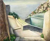 Capri III. Treppe mit Blick zum Meer by Peter Foerster, 1925, Aquarell und Tuschfeder auf Papier, sold Nov 2011