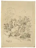 Olevano, Aqua calda by Karl Hagemeister, 1876, Feder in Schwarz, mit Kreide gerahmt, auf Velin (Wasserzeichen: P M [Fabriano]), sold Nov 2012