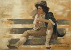 Junger Römer by Carl Ludwig Jessen, 1868, Öl auf Papier, auf Pappe aufgezogen, sold May 2013