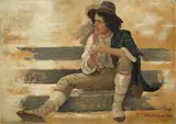 Junger Römer by Carl Ludwig Jessen, 1868, Öl auf Papier, auf Pappe aufgezogen, sold May 2013