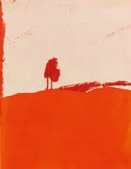 Ohne Titel by Karl Bohrmann, 1996, Ölkreide und rote Tusche auf zwei aneinandergefügten Bögen Chinapapier, sold Jun 2012