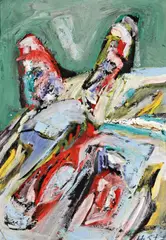 Ohne Titel by Helmut Sturm, 1970, Tempera, Öl und Lack auf Karton, sold Nov 2011
