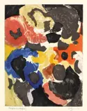 Farbaquatinta 1958 - 3 (Mit tiefem Blau) by Ernst Wilhelm Nay, 1958, Farbaquatinta auf Rives-Velin, sold Dec 2012