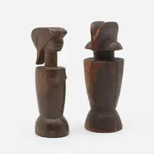Figures, set of two by West African, carved wood, sold Jun 2023