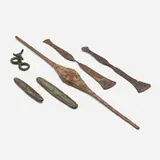 Collection of six artifacts by African and Middle Eastern, iron, bronze, sold Jun 2023