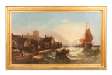 untitled harbor scene by William Edward Webb, oil on canvas, sold Jan 2024