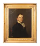 untitled portrait by Cephas Thompson, oil on wooden panel, sold Jan 2024