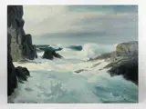 seascape by Philip Shumaker, oil on board, sold Aug 2022