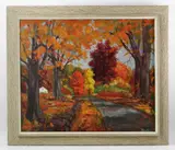 fall scene by Charles Stepule, oil on canvas, sold Aug 2022