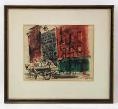 East 54th Street by Robert Freiman, watercolor, sold Aug 2022