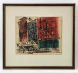 East 54th Street by Robert Freiman, watercolor, sold Aug 2022