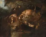Three Terriers Ratting, by George Armfield, oil on canvas, offered Nov 2014