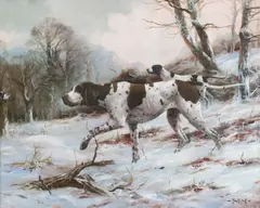 Pointers by John Trickett, oil on canvas, sold Nov 2014