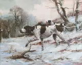 Pointers by John Trickett, oil on canvas, sold Nov 2014