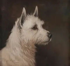 Two portrait heads of wire-haired terriers by John Alfred Wheeler, oil on board, offered Nov 2014
