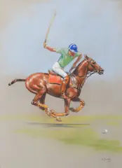 Polo player by British School, pastel, offered Nov 2014