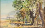 Landscape with Cow by Charlan Laroche, Oil on Canvas, offered Oct 2025