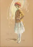(TN/FL, 19/20th C), Standing Woman by Brantley Smith, 1920, Pastel on Paper, sold Oct 2025