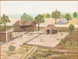 Farm Cabin Scene by Pat Thomas, Oil on Canvas, sold Oct 2025