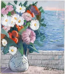 Still Life of Flowers by Charles Levier, Oil on Canvas, sold Oct 2025