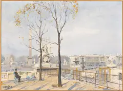 Parisian Street Scene with Monuments by Constantine Kluge, Oil on Canvas, sold Oct 2025